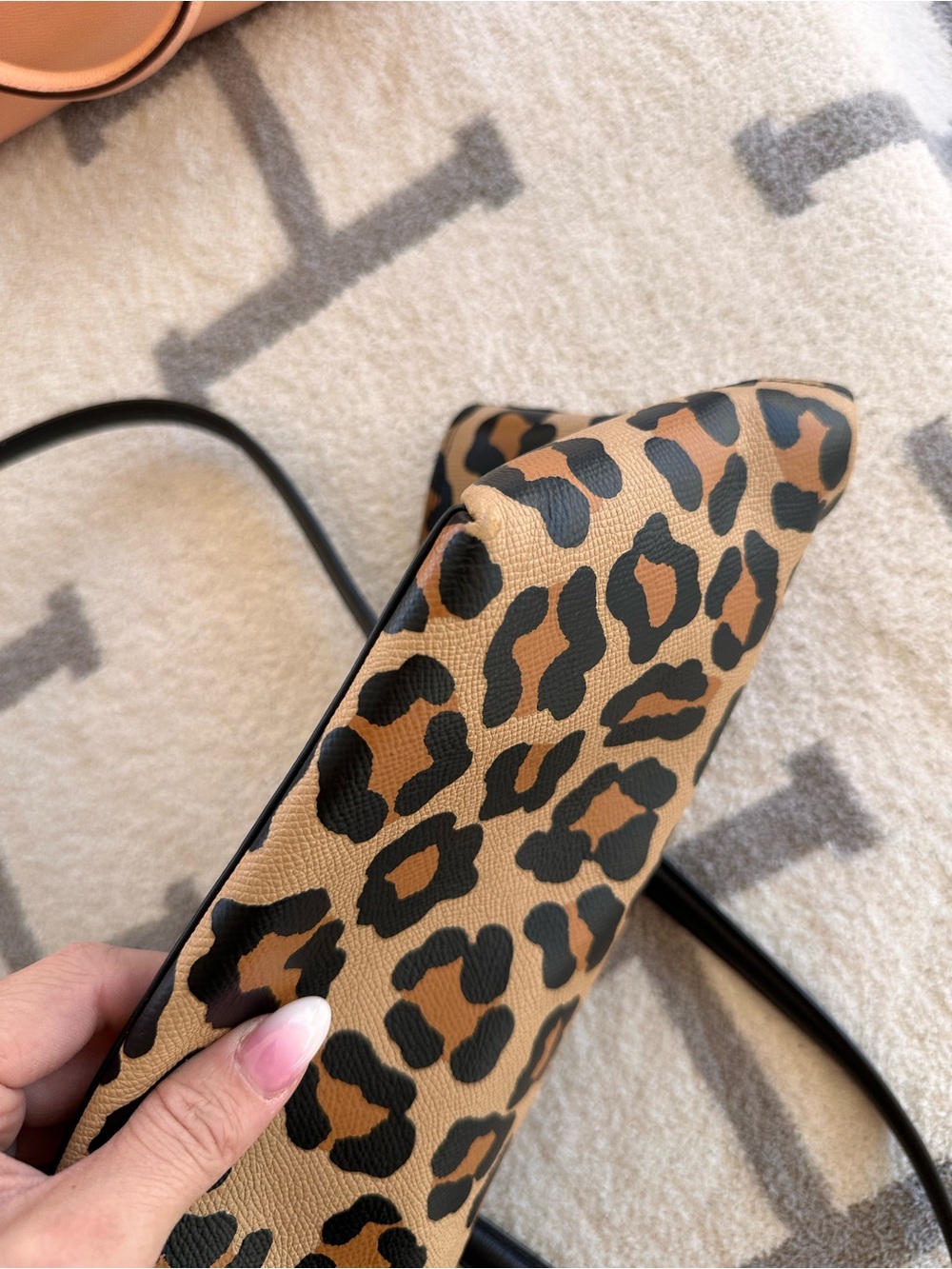 Coach Leopard-Print Tote in Brown and Black with Gold Chain Accent - Picture 10 of 14